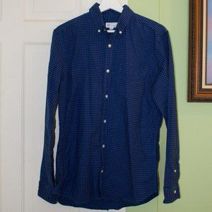 GAP Slim Fit Stretch Blue Plaid Shirt